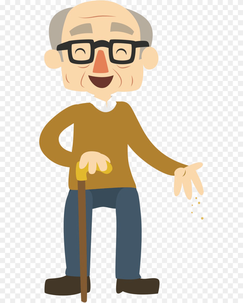 Grandpa File Happy Old Man Cartoon, Boy, Child, Person, Male Png Image