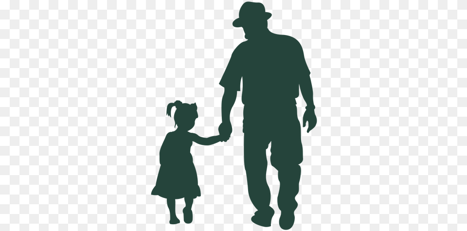 Grandpa Granddaughter Walking Silhouette Transparent Abuelo Y Nieta, Adult, Male, Man, Person Png Image
