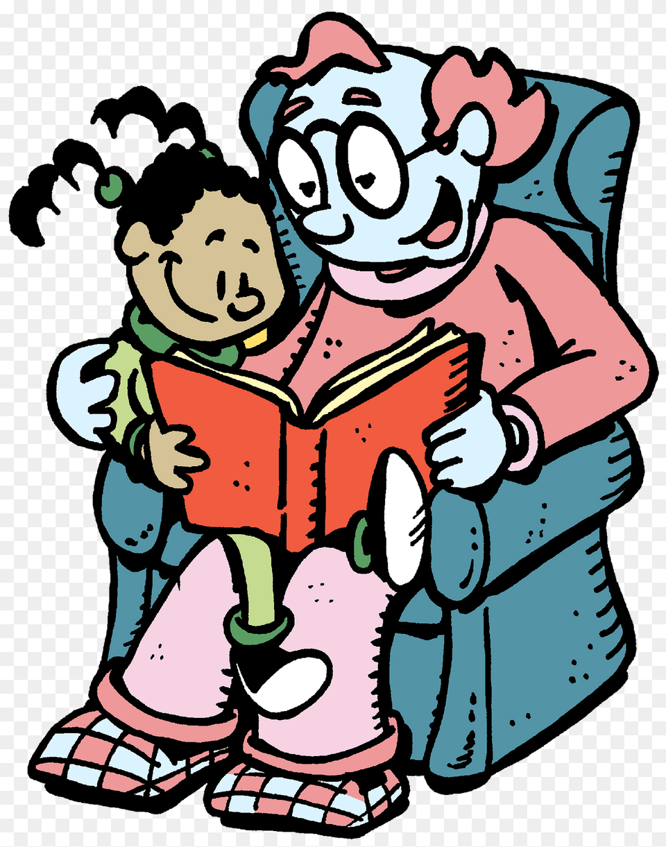 Grandpa Reading To A Grandchild Clipart, Person, Baby, Book, Comics Free Png