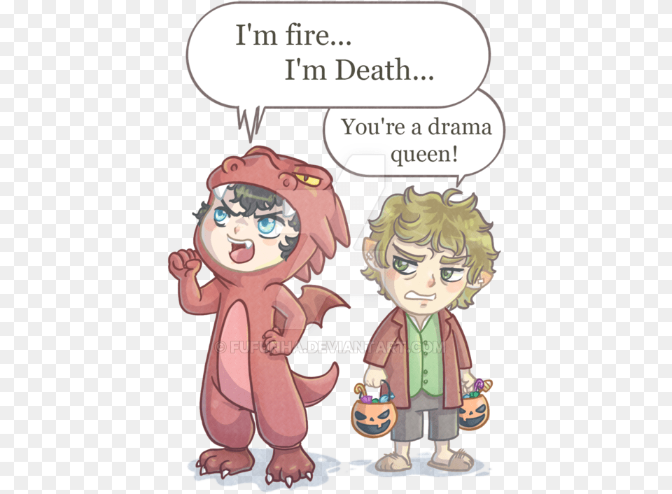 Grandparent Clipart Grandson Cute Smaug And Bilbo I M Fire I M Death Meme, Book, Comics, Publication, Person Png Image