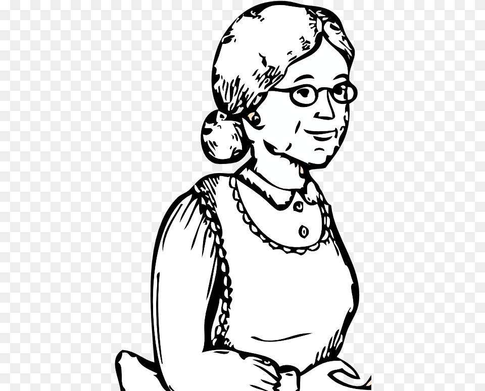 Grandparents Black And White Grandma Clip Art, Accessories, Necklace, Jewelry, Person Free Png Download