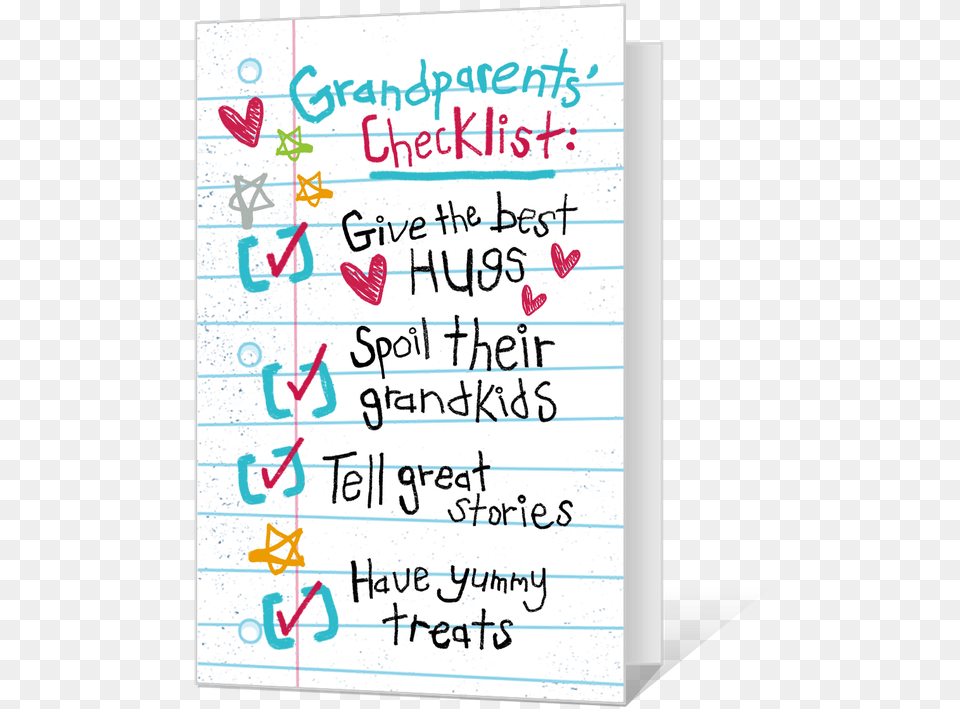 Grandparents Checklist Printable Handwriting, Text, White Board Free Png Download