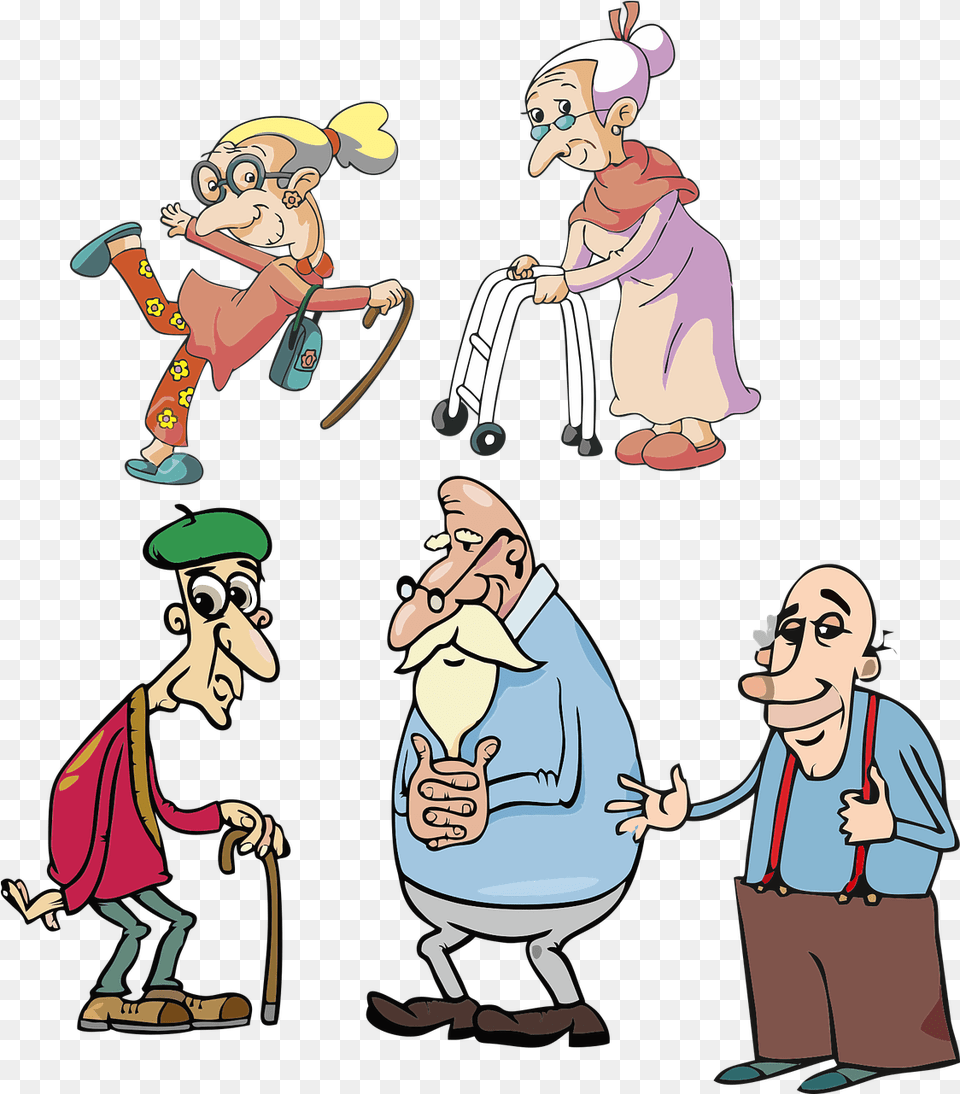 Grandparents Seniors Elders Cartoon, Person, Baby, Adult, Publication Free Png