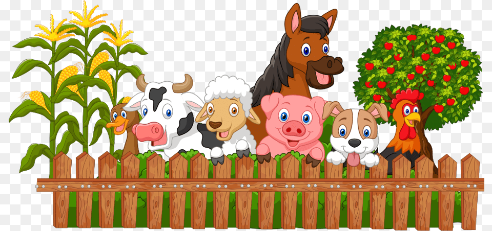 Granja La Granja Farm Animals Cartoon Round Farm Animals Cartoon, Fence, Picket, Animal, Person Free Transparent Png