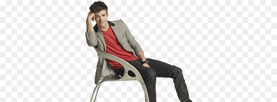 Grant Gustin By Tereklaine Grant Gustin Glee, Blazer, Sitting, Clothing, Coat Png Image