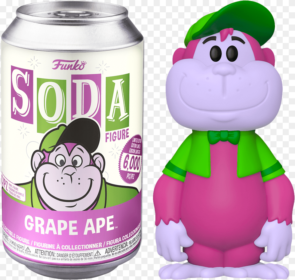 Grape Ape Vinyl Soda Figure In Collector Can By Funko Funko Soda Vinyl, Toy, Tin, Face, Head Free Transparent Png