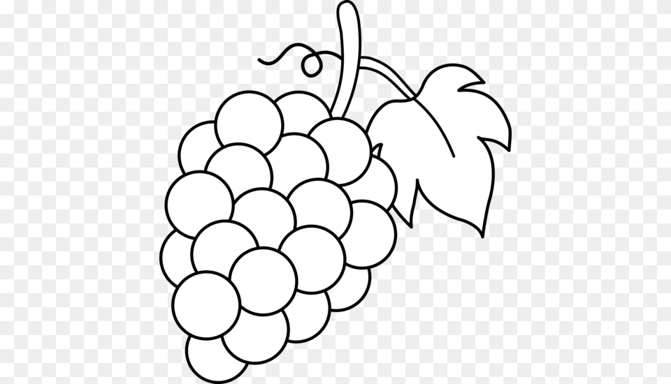 Grape Clipart Black And White, Food, Fruit, Grapes, Plant Png