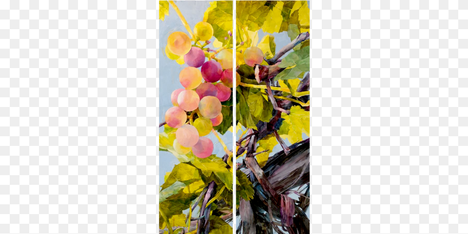 Grape Diptych Grape, Art, Food, Fruit, Painting Png Image