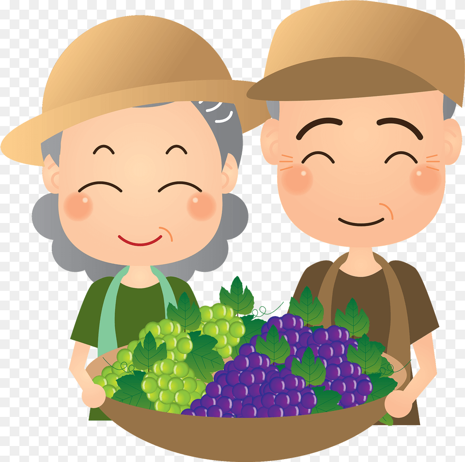 Grape Farmers Holding A Basket Of Grapes Clipart, Produce, Plant, Food, Fruit Free Png Download