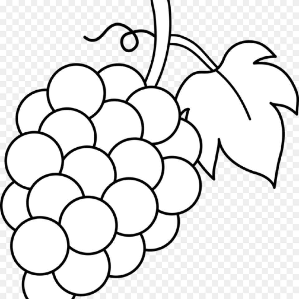Grapes Clipart Black And White Lineart Clip Art Download, Food, Fruit, Plant, Produce Free Transparent Png