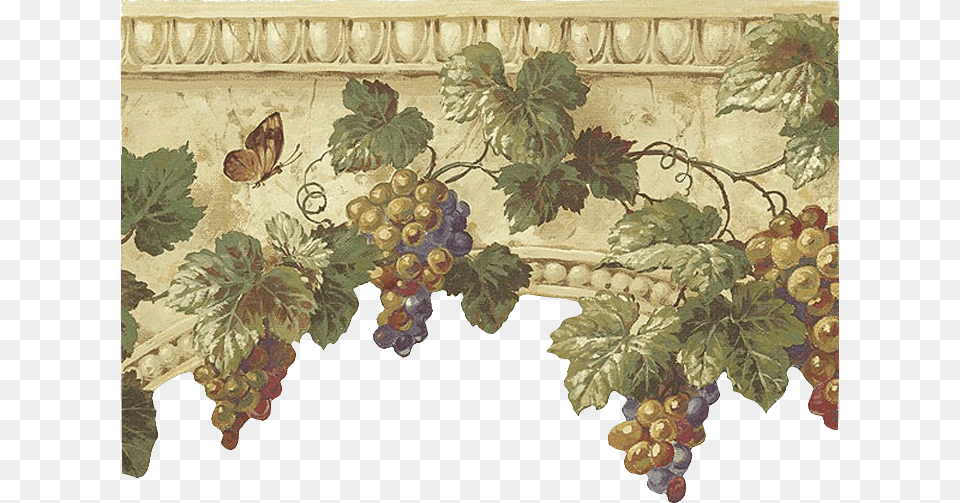 Grapevine 4 Walls Grapes Non Woven Wall Border Navy, Art, Food, Fruit, Painting Free Png Download