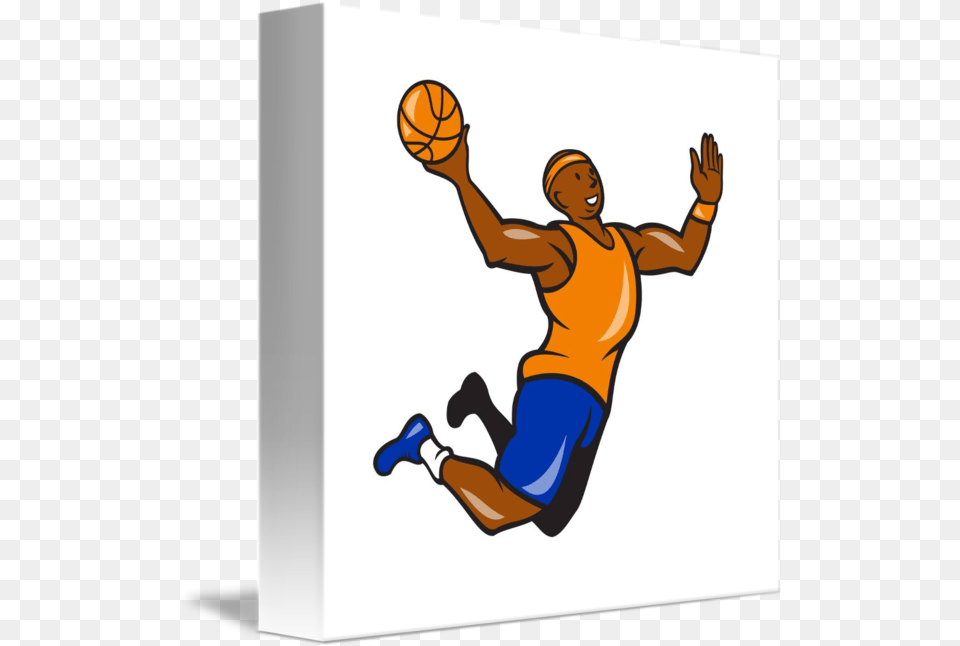 Graphic Black And White Ball Cartoon By Basketball Player Dunking Clipart, Baby, Person, Handball, Sport Png Image