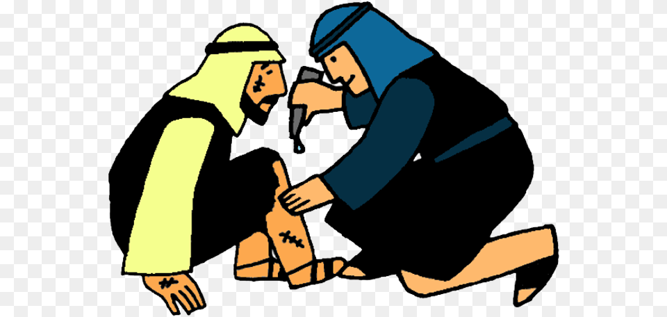 Graphic Black And White Bible Class Clipart Clip Art Good Samaritan, Kneeling, Person, Adult, Male Png Image