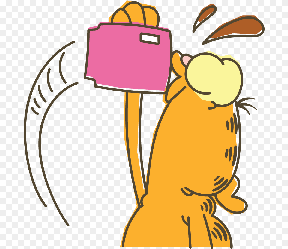 Graphic Black And White Download Garfield Line Stickers Cartoon, Photography, Bag, Accessories, Handbag Png Image