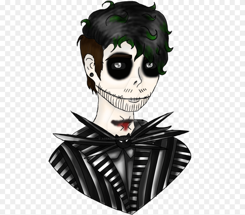 Graphic Black And White Jacksepticeye As Skellington Jack Skellington Drawings, Book, Comics, Publication, Person Free Png