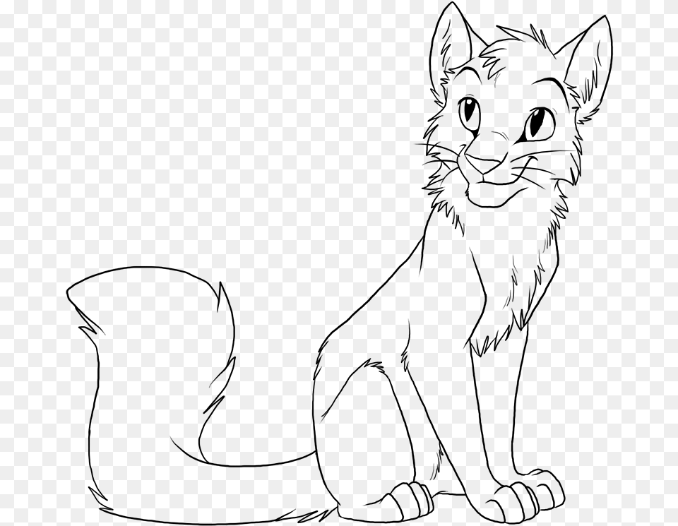 Graphic Black And White Stock Cat Outline Drawing At Warrior Cat Drawings Sitting, Gray Png