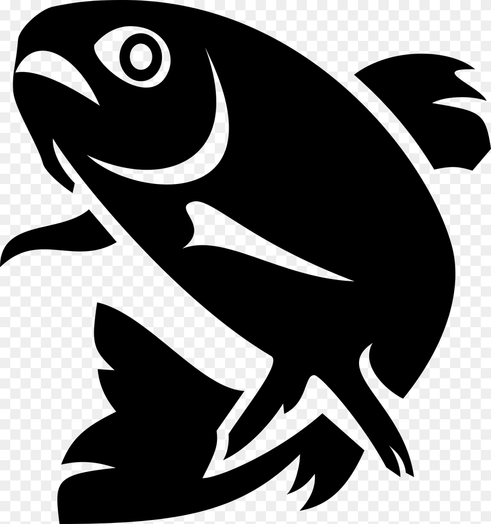 Graphic Black And White Stock Trout Big Image Trout Clip Art, Gray Free Transparent Png