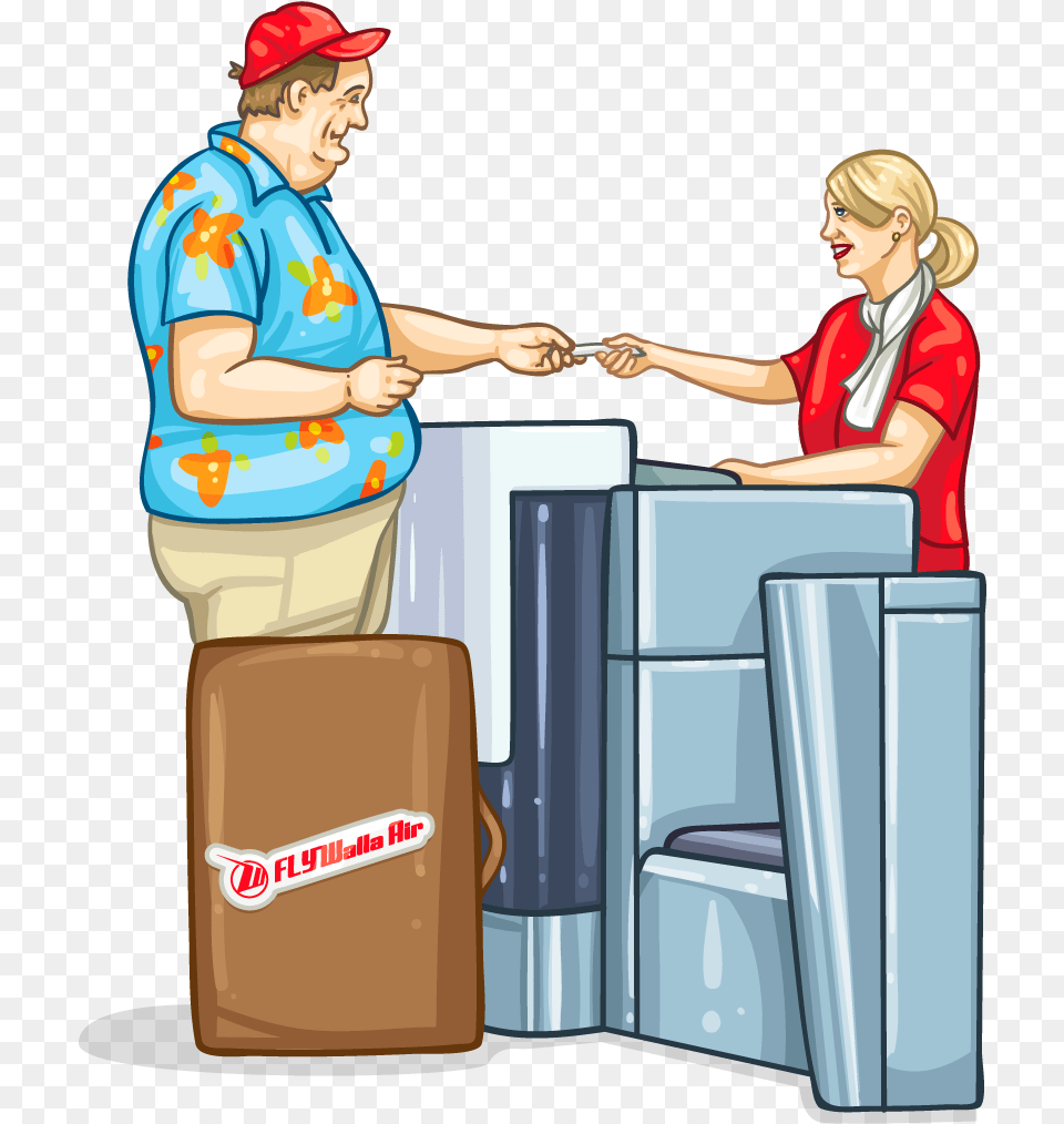 Graphic Check In Desk Item Airport Check In Desk Cartoon, Adult, Person, Female, Woman Free Png