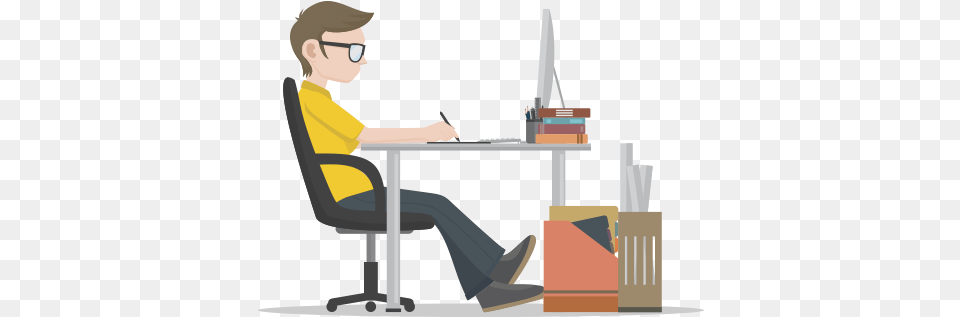 Graphic Designing Company In Bangalore Graphic Designer Clipart Transparent, Table, Furniture, Desk, Sitting Free Png