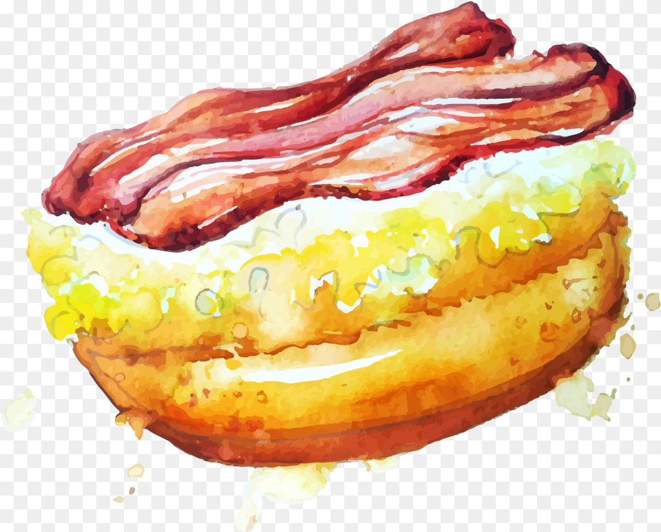 Graphic Doughnut Drawing Watercolor Food, Hot Dog, Ketchup Free Png Download