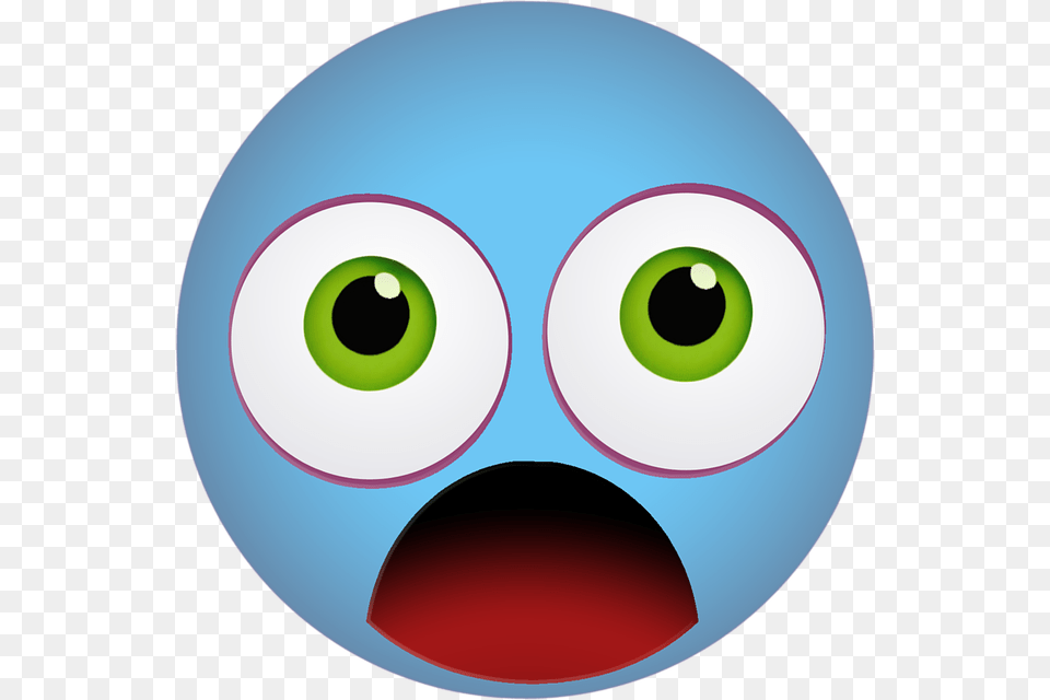 Graphic Emoticon Smiley Scared Shocked Blue Scared Emojis Gif Transparent Background, Sphere, Disk Free Png