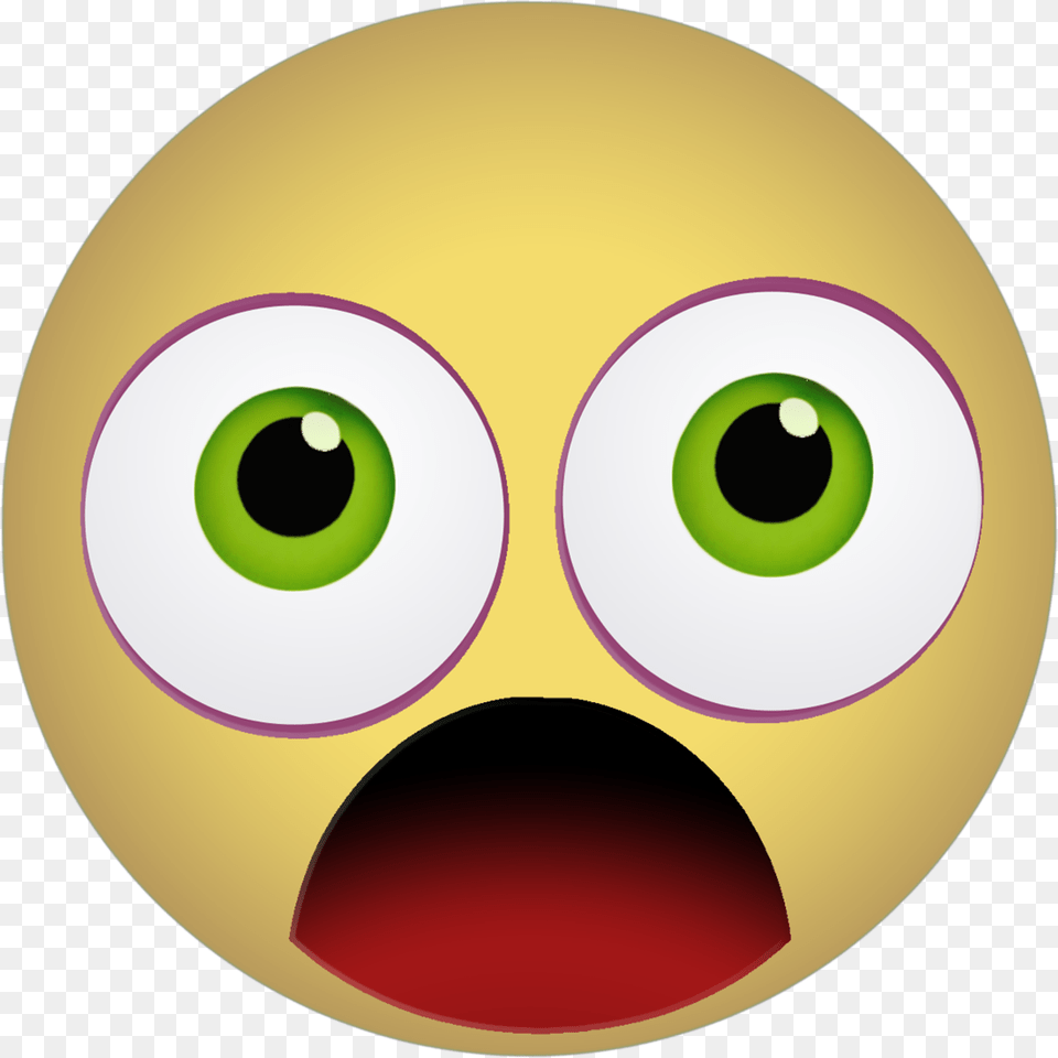 Graphic Emoticon Smiley Scared Shocked Yellow Emoji Gif Background, Sphere, Disk Free Transparent Png