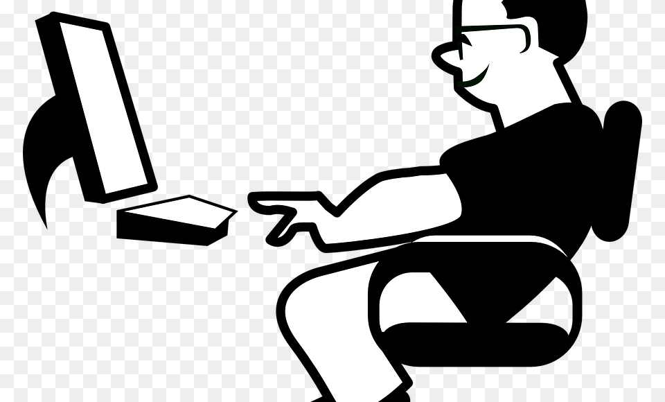 Graphic Free Library Neck Pain Prevention With Posture Man Using Computer Clipart, Person, Sitting, Electronics, Pc Png Image