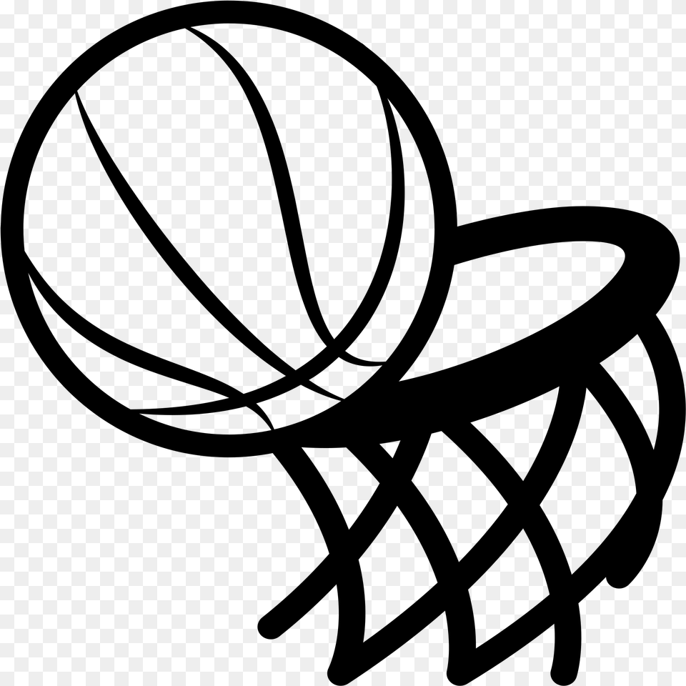 Graphic Freeuse Basketball Hoop Black And White Clipart Transparent Background Basketball Clipart Black And, Gray Png