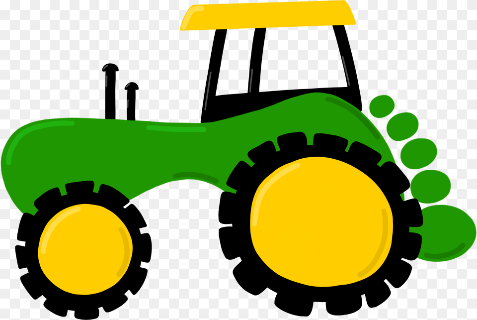 Graphic Freeuse Library Backhoe Clipart Green Tractor Fuabdruck Tiere, Grass, Lawn, Plant Free Png Download