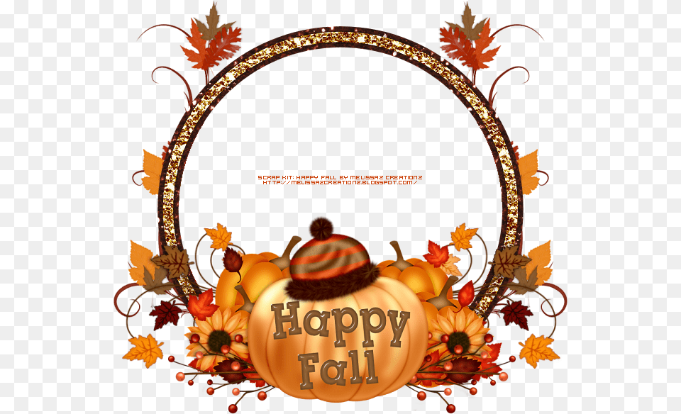Graphic Groupies Happy Fall Cluster Frames Friday Clip Digital Scrapbooking, Food, Plant, Produce, Pumpkin Png Image