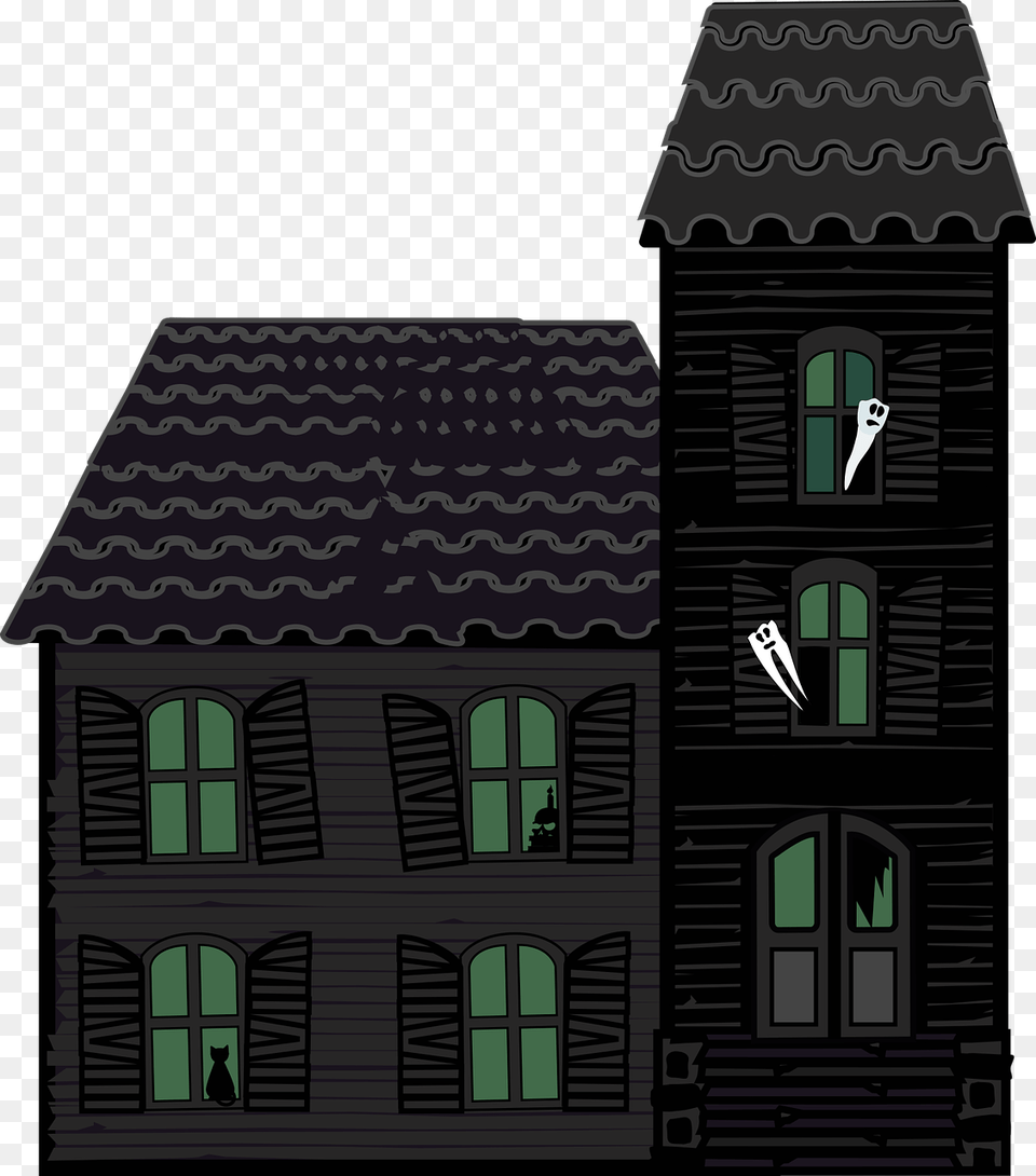 Graphic Haunted House House Halloween Victorian Haunted Houses, Architecture, Building, Neighborhood, Housing Free Png Download