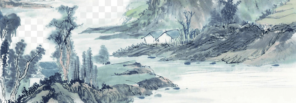 Graphic Library Library Watercolor Landscape Painting Watercolor Painted Mountain, Art, Outdoors, Nature, Water Free Png