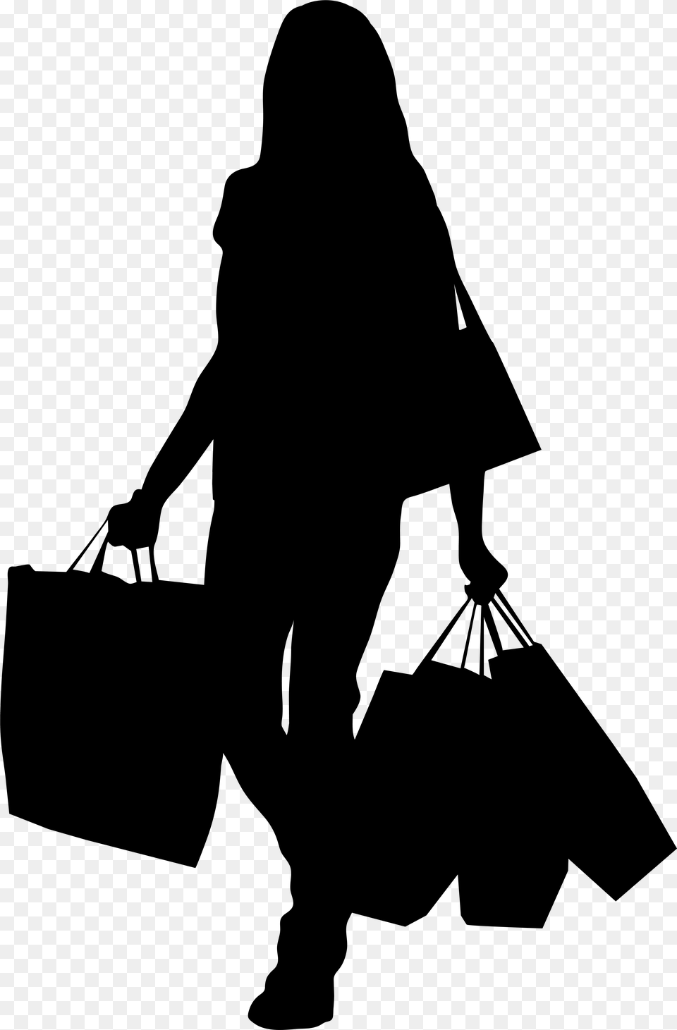 Graphic Library Stock Female With Shopping Bags Silhouette With Shopping Bags, Gray Free Png Download