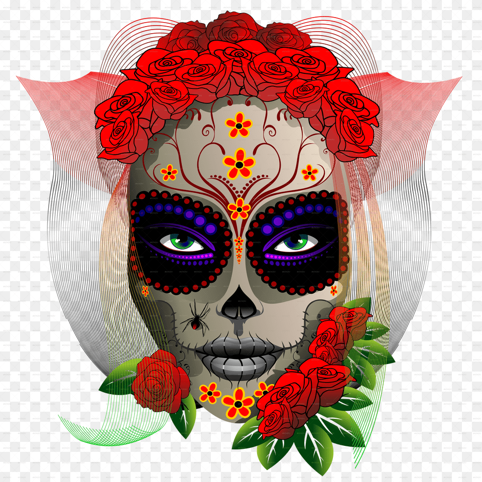 Graphic Library Stock Skull Girl By Bluedarkat Graphicriver Day Of The Dead Girl Free Transparent Png
