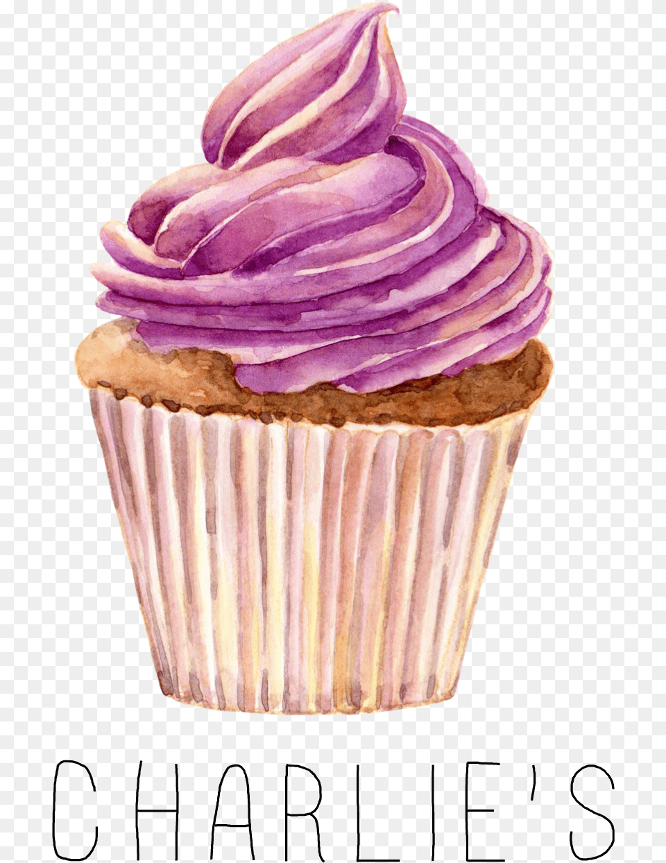 Graphic Library Watercolours Cupcake Pink Purple Cupcake Watercolor, Cake, Cream, Dessert, Food Free Transparent Png