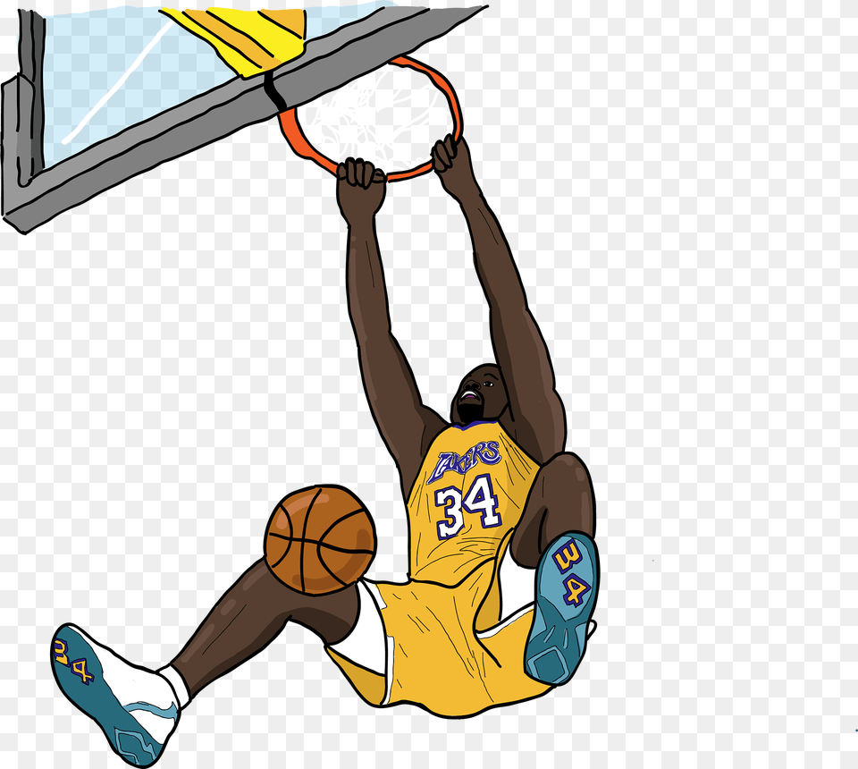 Graphic Murphy Miranda Shaquille O Neal Illustration Nba Player Dunking, Person, Ball, Playing Basketball, Sport Free Png