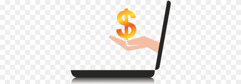 Graphic Of A Hand Holding A Dollar Sign Coming Out Laptop, Computer, Electronics, Pc, Hardware Free Png