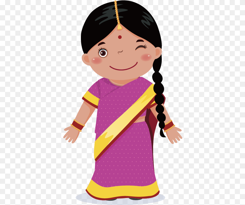 Graphic Royalty Download Black Baby Girl Clipart De India Animado, Person, Face, Head, Cartoon Free Png