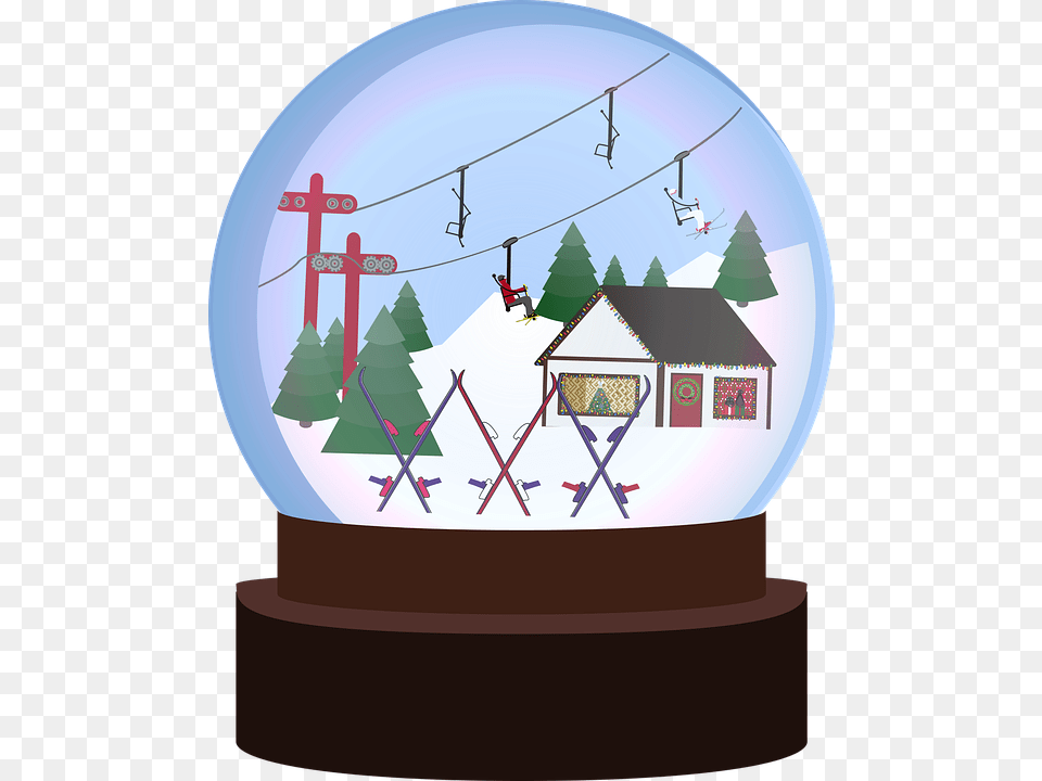 Graphic Snowglobe Winter Ski Skiing Alpine Illustration, Utility Pole, Person, Outdoors Free Png