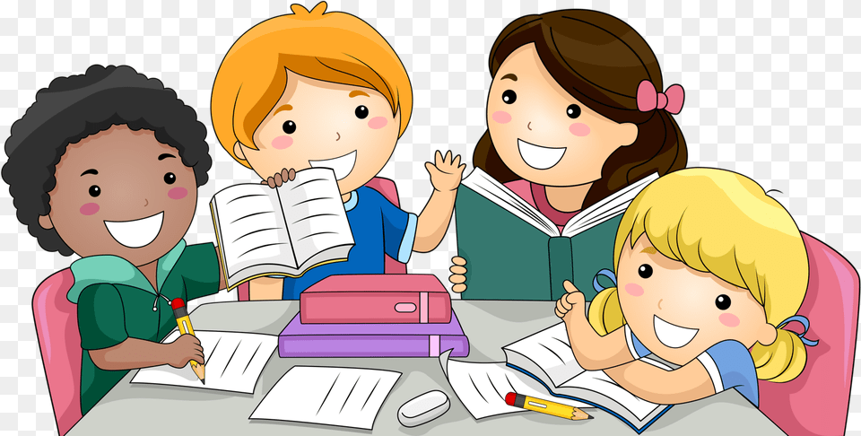 Graphic Stock Kids Studying Clipart Student Studying Clipart, Book, Comics, Publication, Baby Free Png