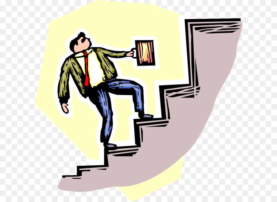 Graphic Transparent Businessman Clipart Climbing Persona Subiendo Escalera, Staircase, Housing, House, Building Png Image
