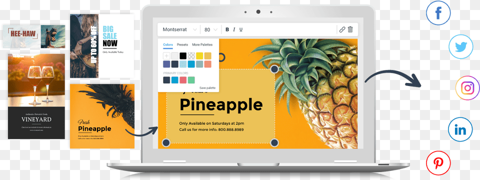 Graphics Social Media Designs, Food, Fruit, Pineapple, Plant Free Png