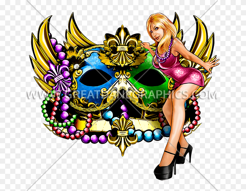 Gras Party Production Ready Artwork For T Mardi Gra Mask On A T Shirt, Adult, Person, Parade, Mardi Gras Free Png Download
