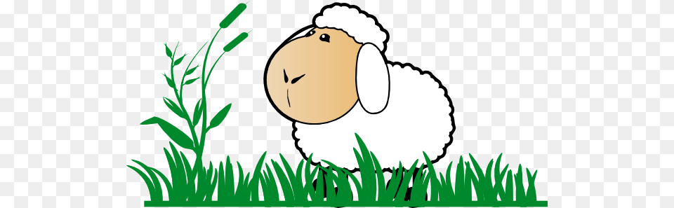Grass Clipart Cartoon Sheep On Grass Cartoon, Plant, Head, Face, Person Png Image
