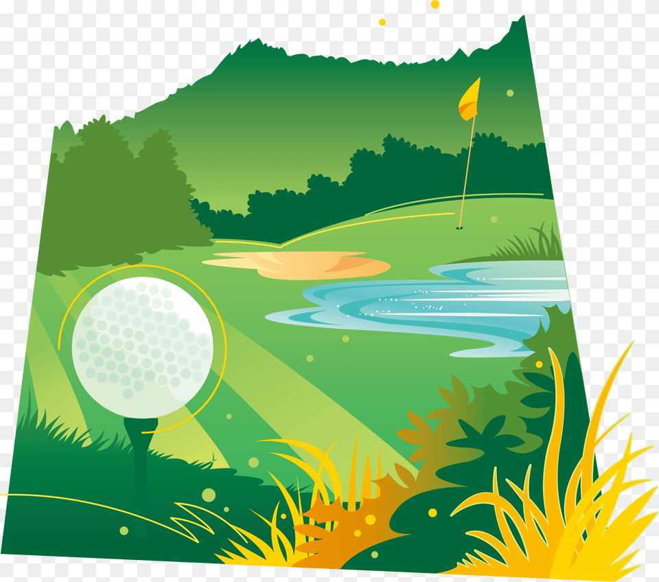 Grass Clipart Golf Ball Golf Design Graphic, Outdoors, Nature, Field, Art Png Image