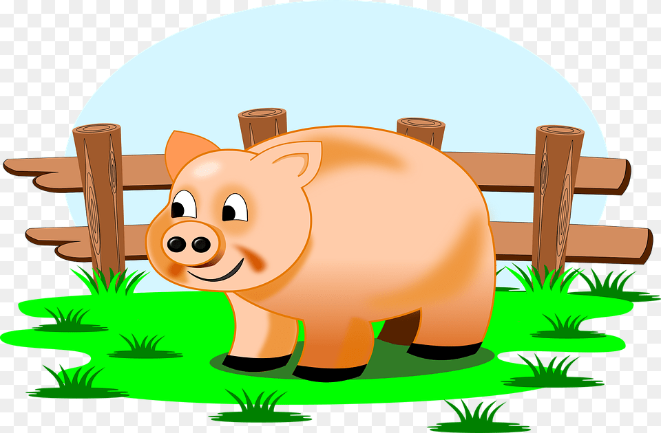Grass Clipart Scene, Animal, Mammal, Pig, Piggy Bank Png Image