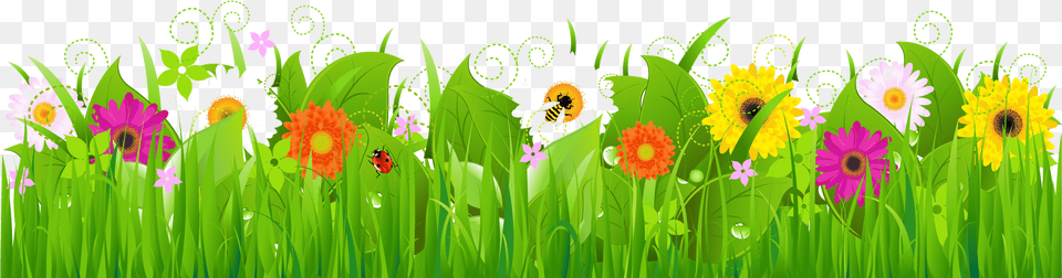 Grass Clipart Transparent Grass And Flowers Clipart, Spring, Outdoors, Nature, Green Free Png