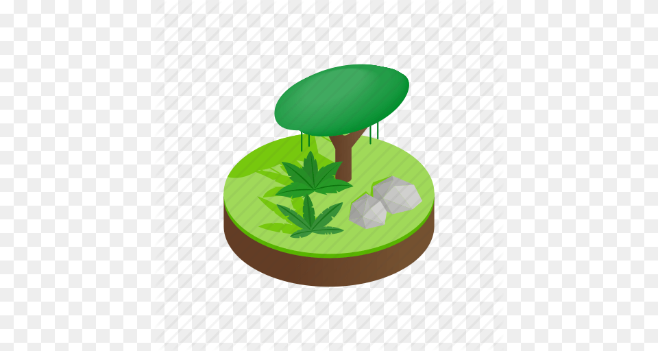 Grass Green Isometric Jungle Landscape Nature Tree Icon, Leaf, Plant, Potted Plant Png