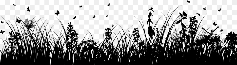 Grass Silhouette Grass And Flowers Silhouette, Reed, Plant, Vegetation, Animal Free Png Download