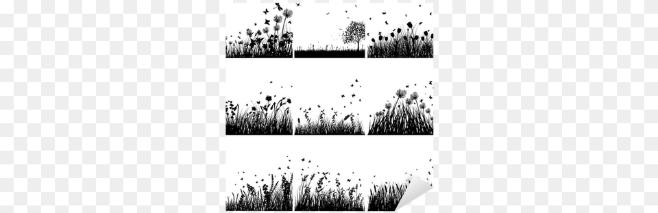Grass Silhouette Set Sticker U2022 Pixers We Live To Change Hearts With Grass Silhouette Black, Art, Collage, Flower, Plant Free Png Download